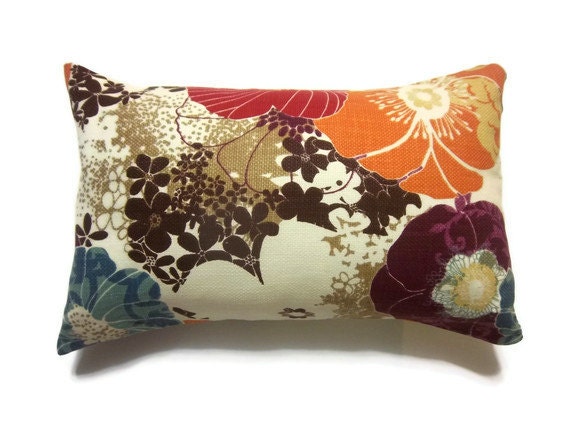 One Tangerine Orange Aqua Purple Red Brown Cream Decorative Lumbar Pillow Cover Accent Toss Throw 12x18