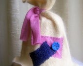 Patchwork Pixie Baby Hat PHOTO PROP Upcycled Ivory Pink and Blue