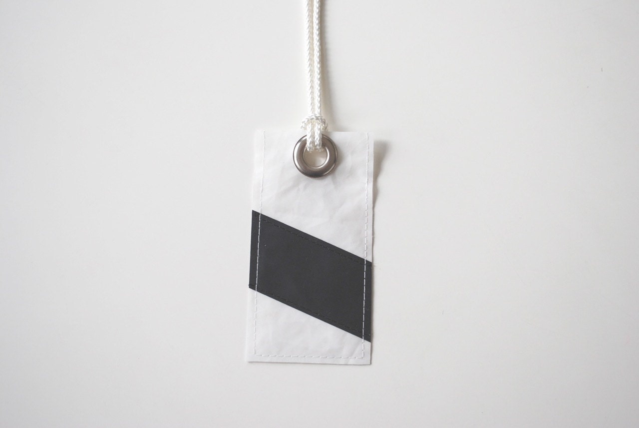 Upcycled Sail Luggage Tag  - Black Stripe