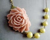 Statement Necklace, Lilac Jewelry,Yellow Necklace, Bridesmaid Jewelry,Wedding Jewelry (Free matching earrings)