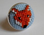 Cross-Stitch Woodland Fox Adjustable Ring