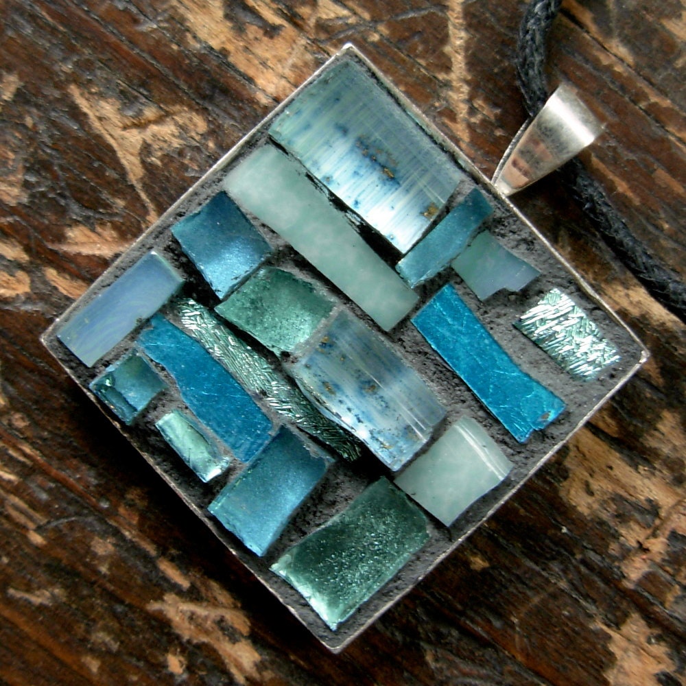 March Aquamarine Inspiration Mosaic Pendant