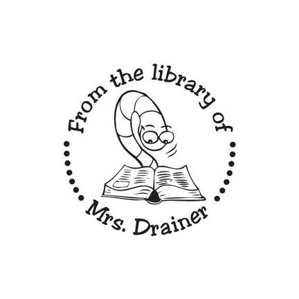 Bookworm custom Teacher Gift From the Library of Rubber stamp