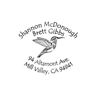 hummingbird return addres custom Rubber Stamp