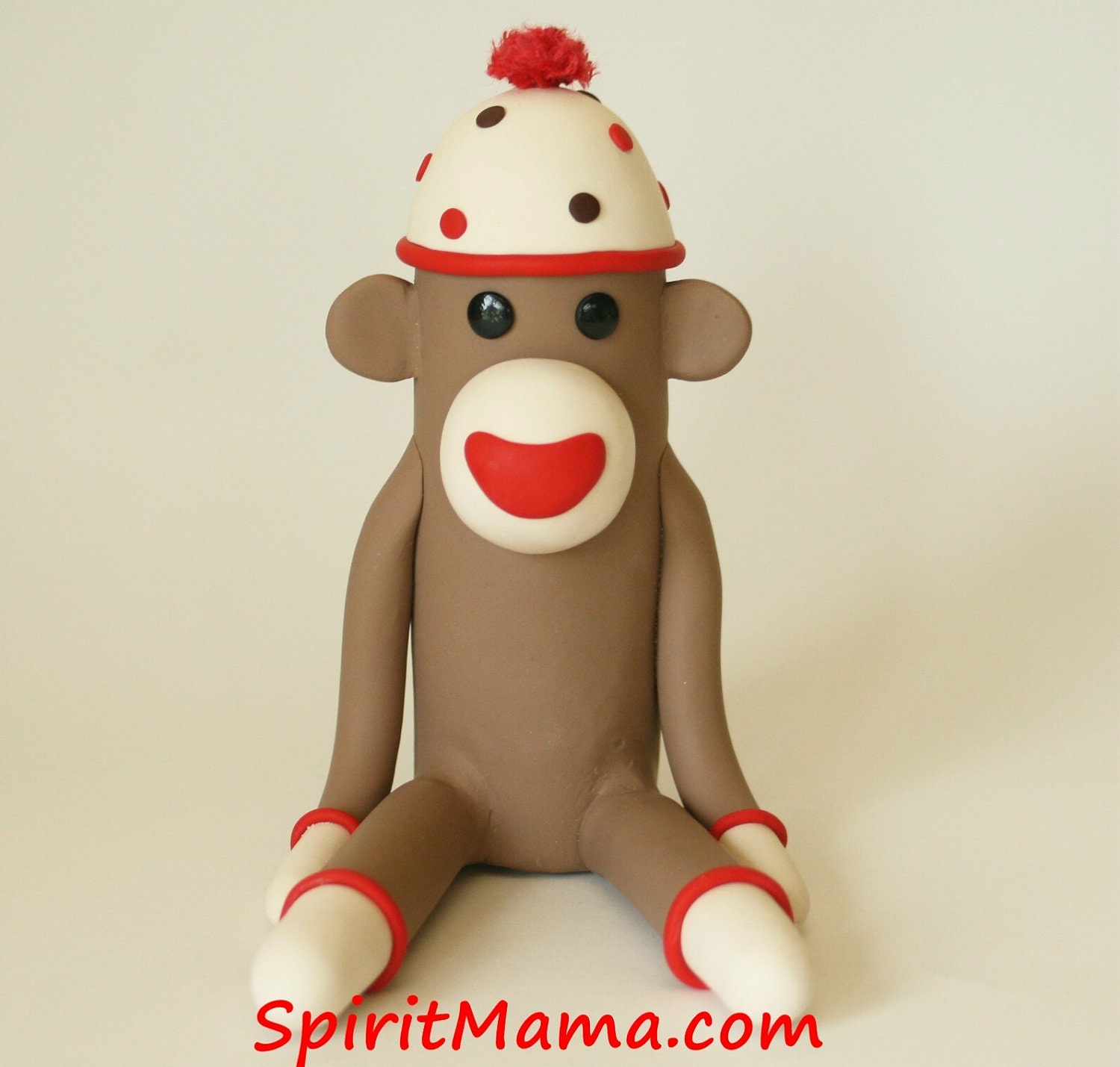 Sock Monkey Birthday Cake Topper 4.5 inch Fondant Style (polymer clay)