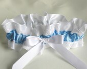 White Satin and Lace with Bridal Blue Garter
