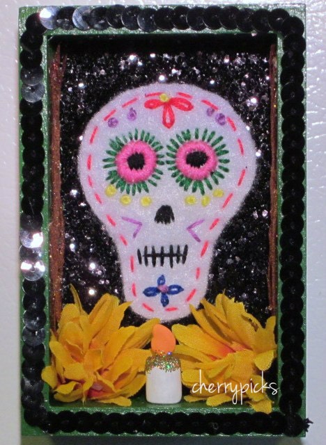 Calavera Nicho - Sugar Skull - Hand Embroidered - Dia De Los Muertos