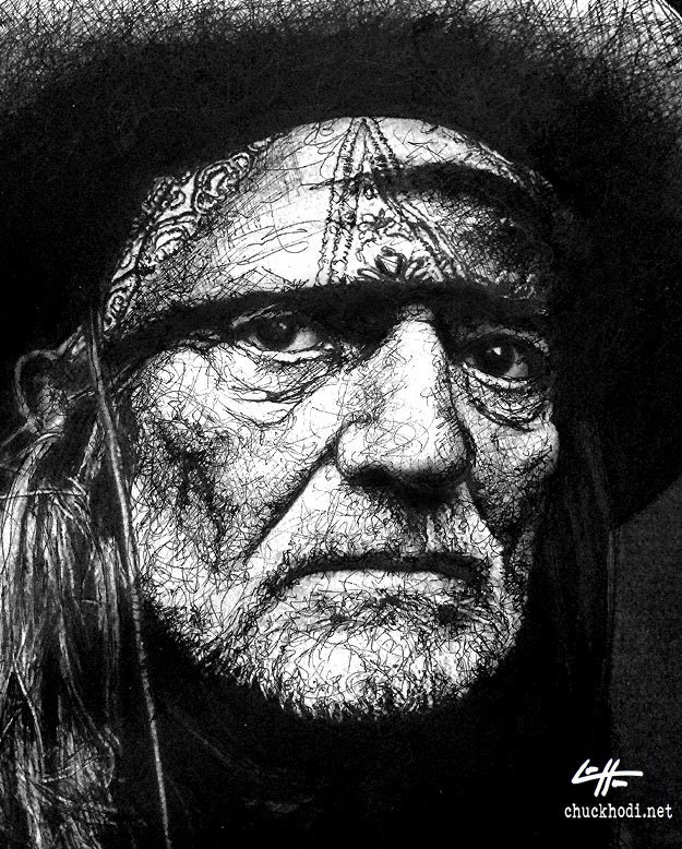 Print 8x10" - Willie Nelson - Portrait Black and White Country Alternative Blues Bluegrass Guitar Jazz Hippy Cowboy Outlaw Texas Beard