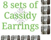 8 Sets of Cassidy Pearl Bridal Earrings, Eight Sets of Bridesmaids Pearl Earrings, Wedding Earrings, Bridal Earrings, Bridal Gifts