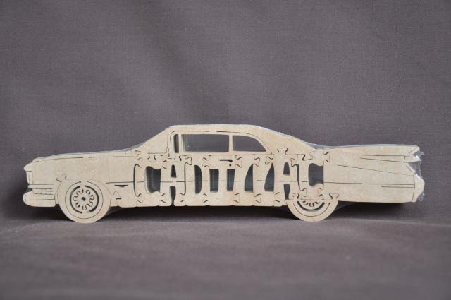 Vintage Antique Cadillac Toy Wooden Hand Cut Car Puzzle
