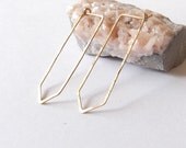 no. 430 - hammered brass quartz hoop earrings