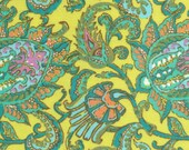 SALE Corduroy Amy Butler Soul Blossoms Lemon Dancing Paisly Yellow 1 Yard Fabric Cord