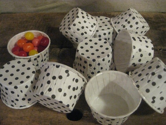 Black Dots Paper Candy Cup - Dessert Cups - Ice cream cups - Nut Cups - Portion Cups Set of 12 Il_570xn