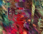 Artist Made Fabric 4 Panels Aurora Boreali Landscape Tree College Fiber Art
