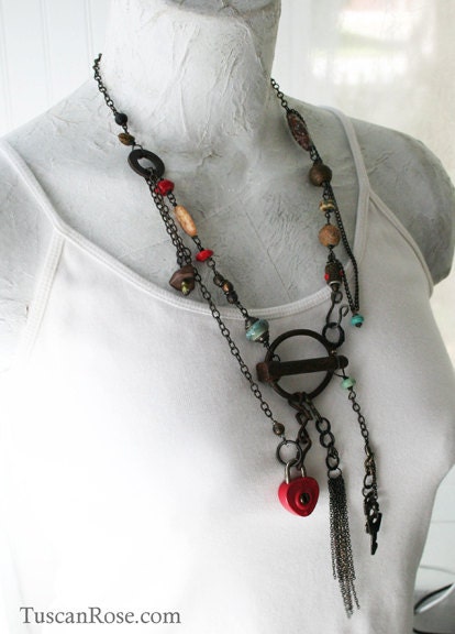 ON SALE - Heart Shaped Lock - urban Gypsy Talisman Necklace