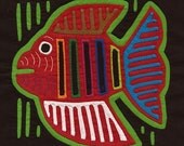 Very Colorful Fish Mola 2 - Kuna Indian Reverse Applique