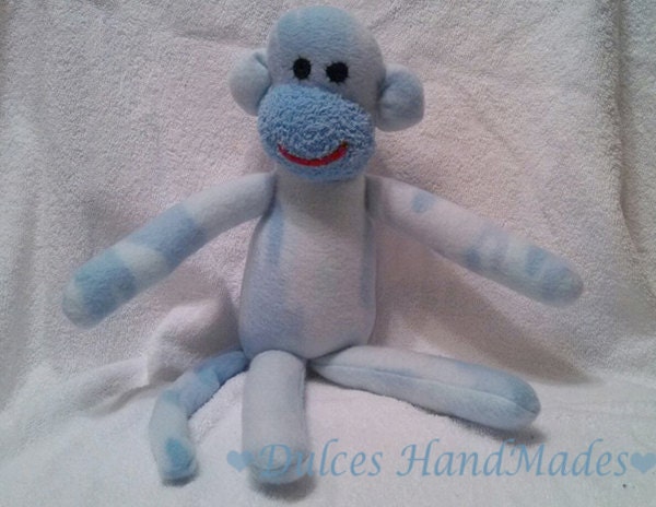 Blue Camo  monkey plush toy Handmade Stuffed Animal Doll Baby