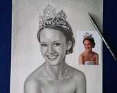 Custom Pencil Portrait Drawing From Your Photo 11 x 14 in - 27.94 x 35.56 cm - Wedding, Pets, New Baby and More