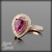 Pink Tourmaline, Pink Sapphire and Diamond Ring - Pear-Shaped Double Halo - LS412