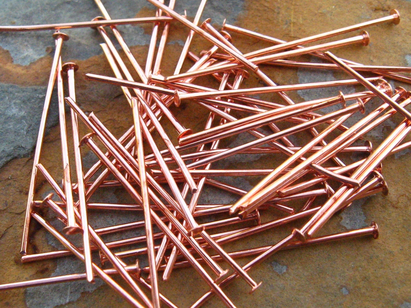 50 Headpins 25mm Antique Copper Headpins - 1 Inch - LOW SHIPPING