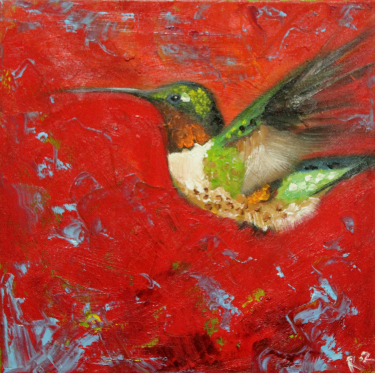 Bird 108 10x10 inch Print from oil painting by Roz
