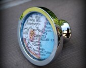 Canberra  Drawer Pull Cabinet Knob Handle - Vintage Map