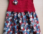 Hand knit Red, Expresso & Teal Toddler Dress or Jumper