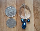 Crystal teardrop Pendant with metallic blue Dangles