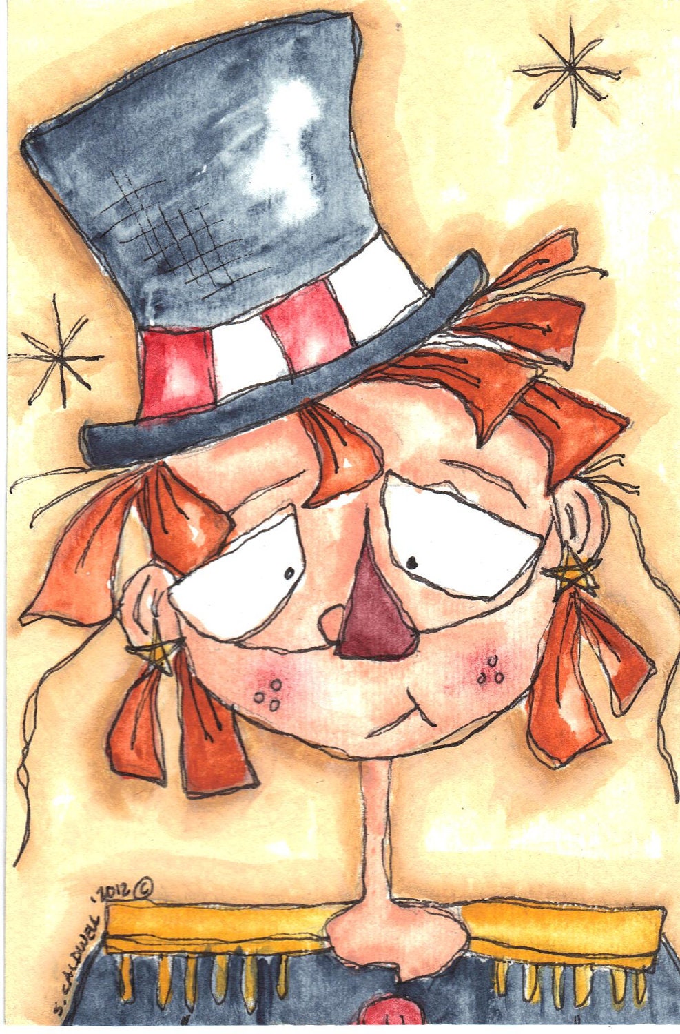 MHA Caat Americana Raggedy Gal Doodle Painting