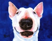 Bull Terrier Art Print of Original Watercolor Painting 11x14" Dog Art