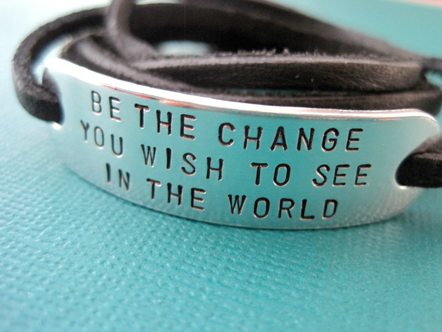 Be the Change Bracelet - Be the change you wish to see in the world - Personalized wrap bracelet