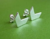 Chevron Earrings, Silver Cheveron Studs