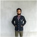 Men's cardigan / unisex sweater - custom monogram - hand-printed initial on heather black jersey blend cardigans - for dad / fathers day
