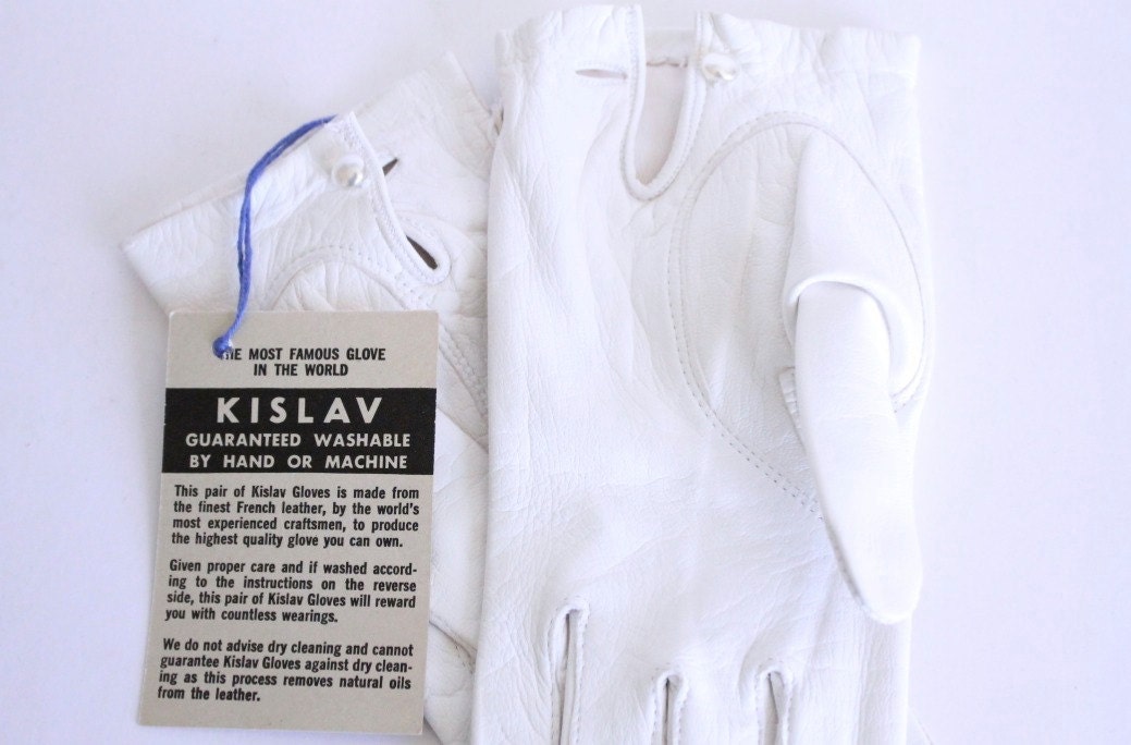 Vintage Gloves. Kislav white leather gloves