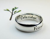 Friendship is a sheltering tree, size 5 (J 1/2), Sterling silver engraved ring