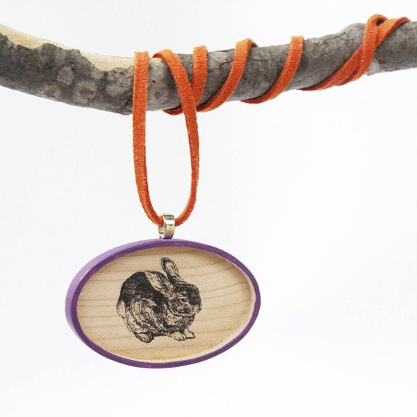 Vintage Rabbit Wood Pendant