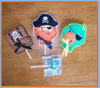 Pirate theme lollipop covers, party favors for birthday or school party