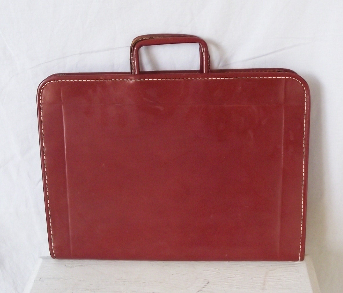 Vintage Leather Portfolio Cowhide Zip-close Briefcase - Caramel