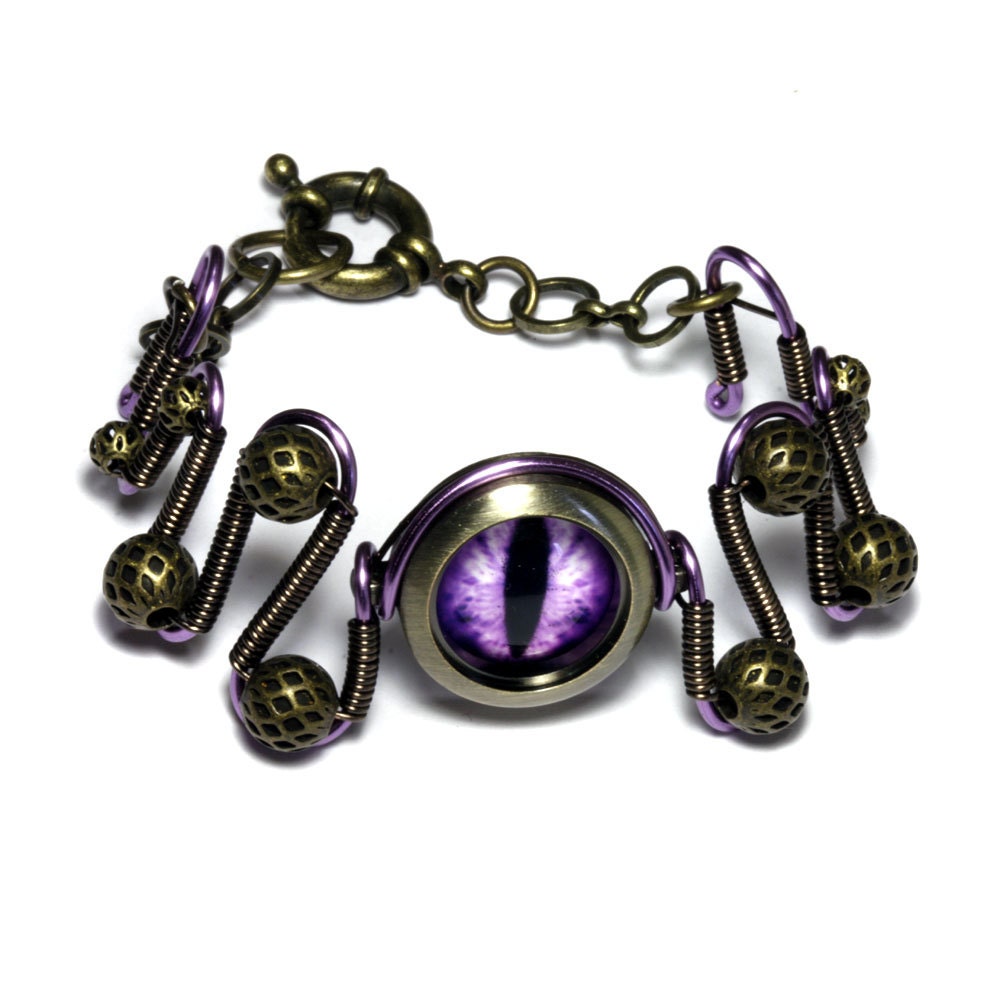 Steampunk Jewelry - Purple Beholder Eye Bracelet