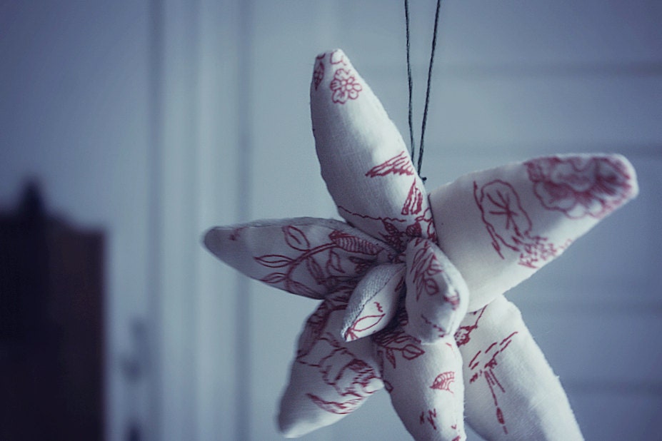 succulent ornament, toile.  ready to ship.