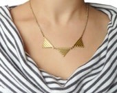 Banderole Necklace - Vintage Inspired Jewelry - Geometric Necklace - High Quality Brass Chain - Vintage Brass Triangles (SD0300)