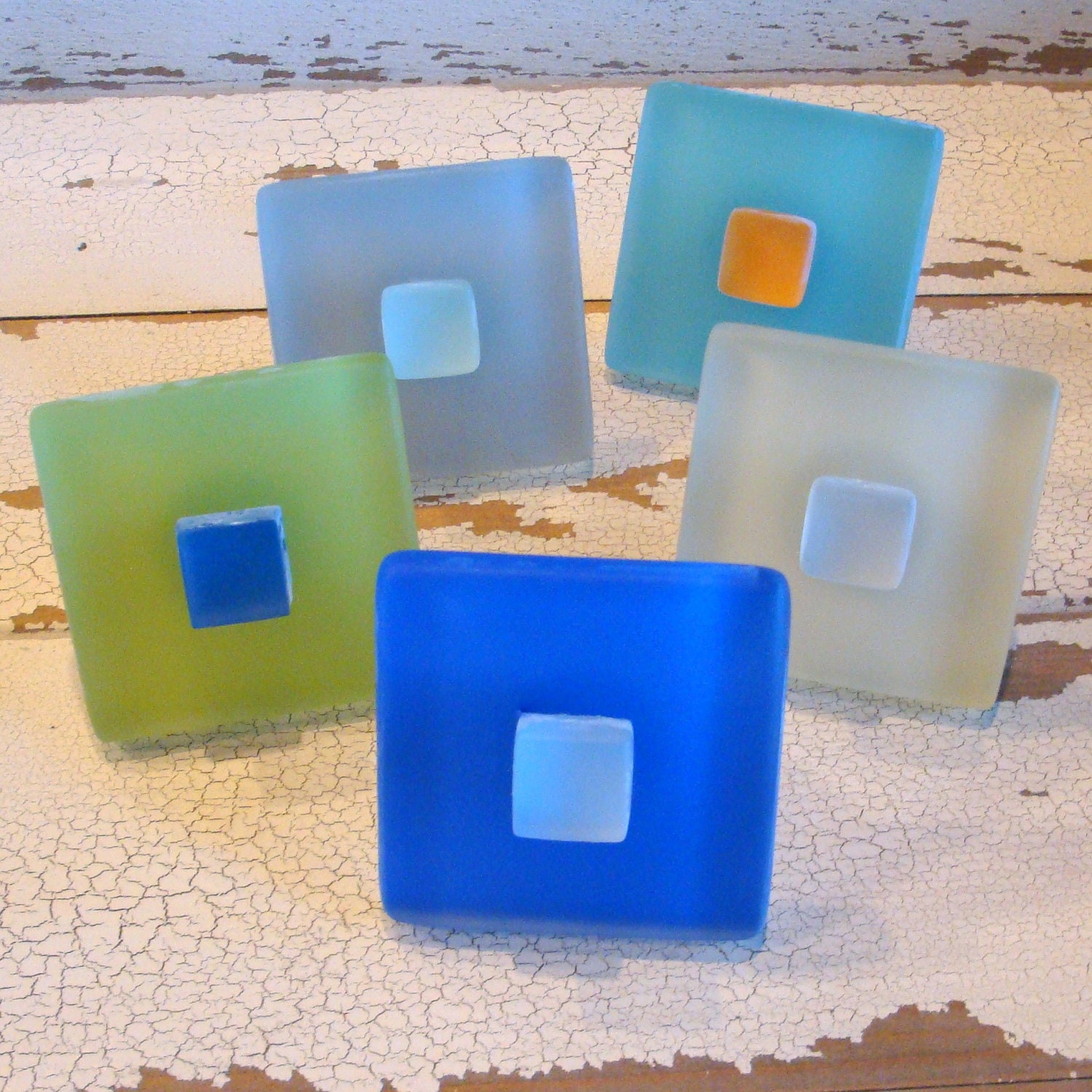 Sea Glass Tile Drawer Pull Cabinet Knob Beach Decor