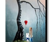 Alice In Wonderland Canvas Print ERBACK ART outsider gothic fantasy Fairy Tale heart Rabbit