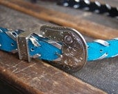dSLR Silver-laced Sky Blue Leather Camera Strap