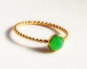 Rose Cut Green Chrysoprase Gemstone Ring, Stackable Gold Ring,  Gold Stacking Gemstone Ring, Stackable gemstone Ring, Stacking Ring, Ring