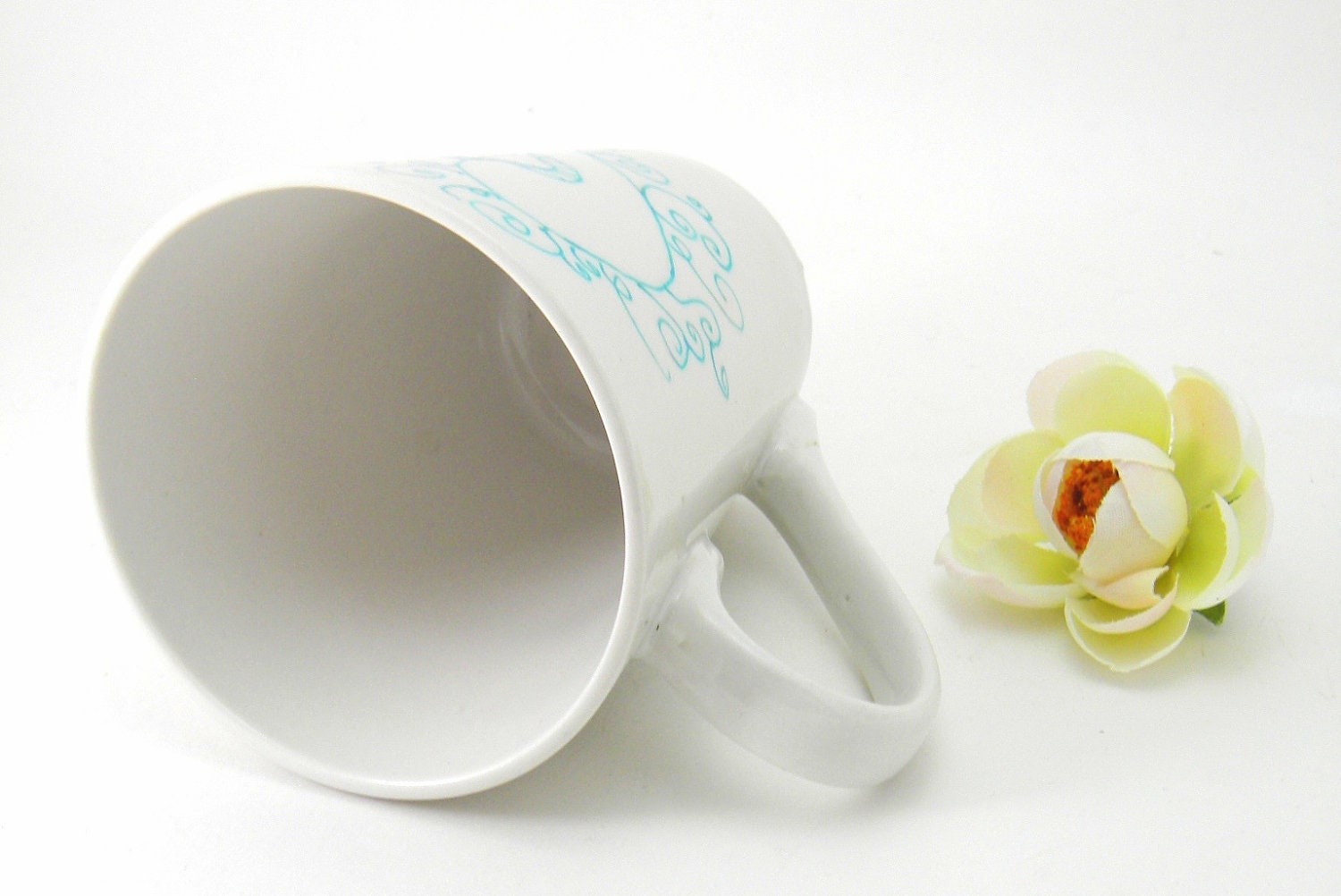 Teal Coffee Mug Cup - Heart Shaped Vulva Vagina- mature