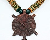 Lobi Tribal Turtle Totem, Vulcanite and Green Agate