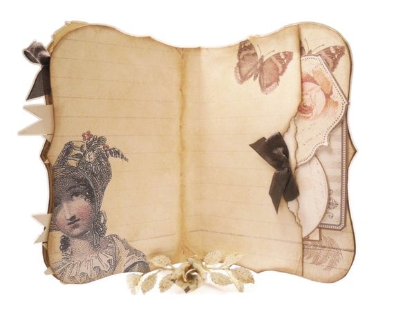 Jane Austen Journal, The Original,Pride and Prejudice, Elizabeth Bennett, Handmade Art Journal, Jane Austen Gifts, Regency, Darcy - lacegrl130