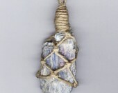 Hemp Wrapped Healing Crystal Blue Kyanite Necklace