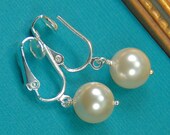 Swarovski Pearl Clip On Earrings, Wedding Earrings, Bridal Earrings, Bridesmaid Earrings - Wedding Jewelry - Clipon Earrings